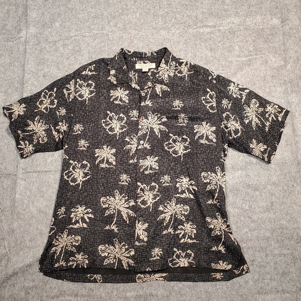 Vintage Island Republic Shirt Mens 2XL Silk Hawaiian Beach Tropical Short Sleeve